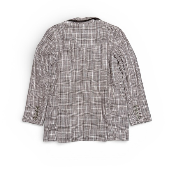 026 ANTHROPOLOGIE Maeve Women's Oversized Linen Plaid Blazer - Brown, Sz 8 - Picture 4 of 9